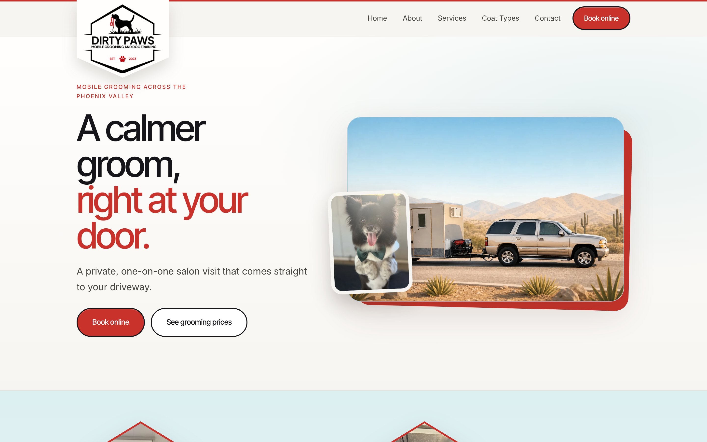 Dirty Paws mobile pet grooming website built by Strategic Digital Media