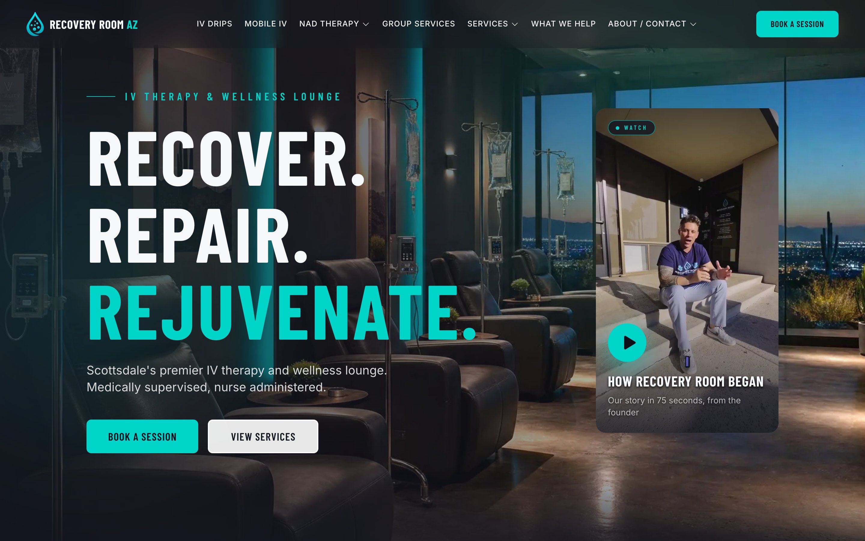 Recovery Room AZ IV therapy website built by Strategic Digital Media