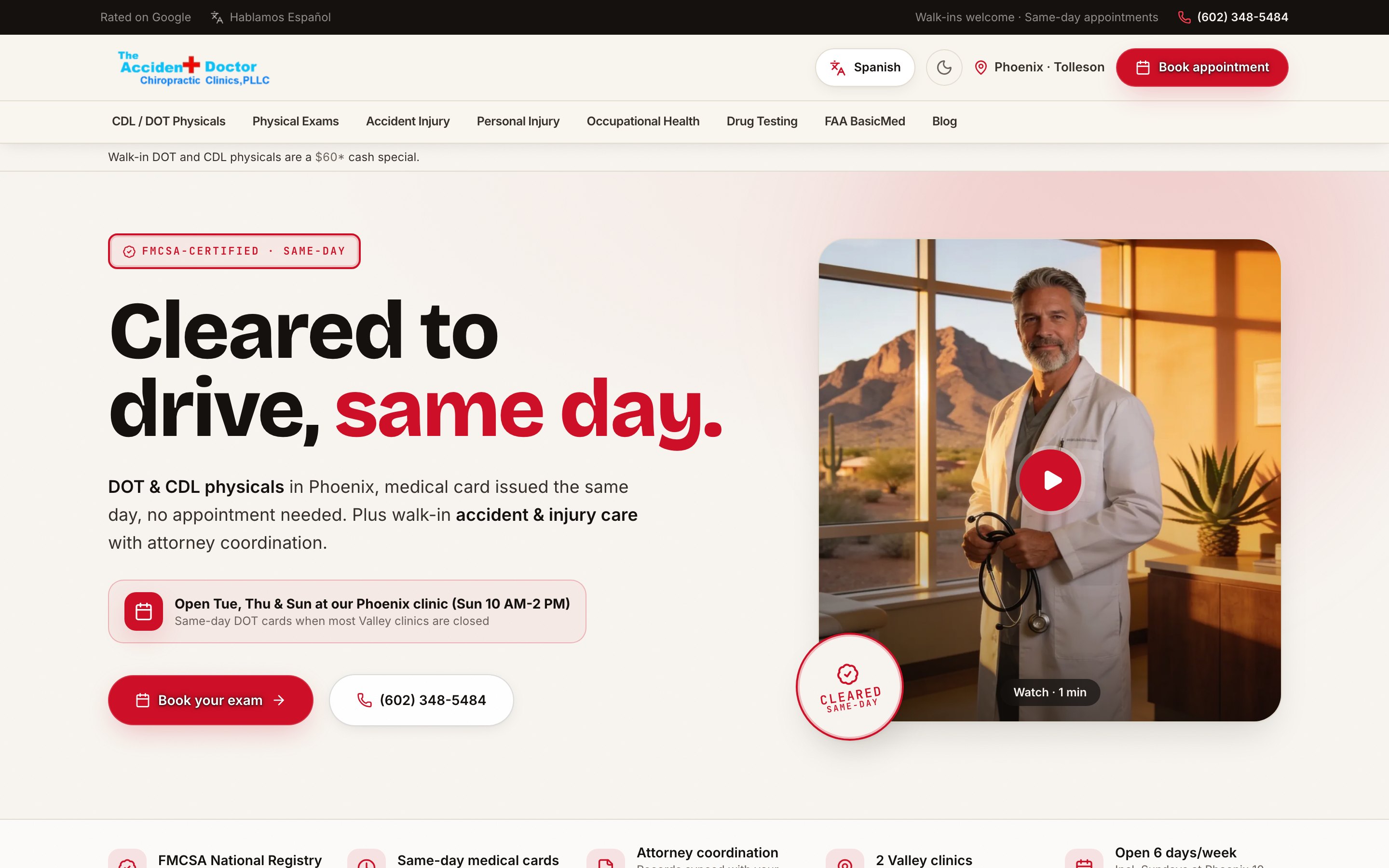 The Accident Doctor injury clinic website built by Strategic Digital Media